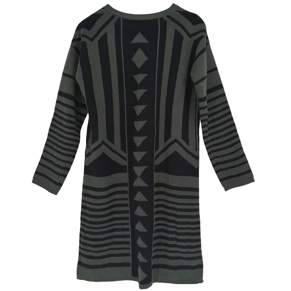 HANNAH Cardigan Sweater Duster Geometric Olive Black Witchy‎ Cottagecore Small